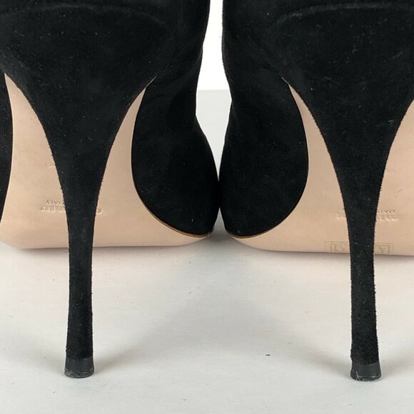Miu Miu Cross Strap Stiletto Heel Black Suede Open Top Pump Women's Size 9/39 - Picture 4 of 11